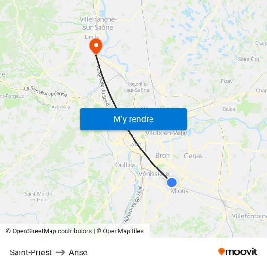 Saint-Priest to Anse map