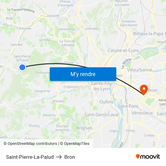 Saint-Pierre-La-Palud to Bron map