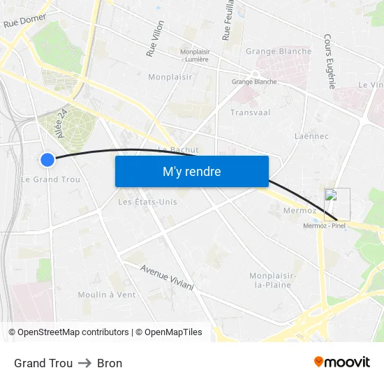 Grand Trou to Bron map