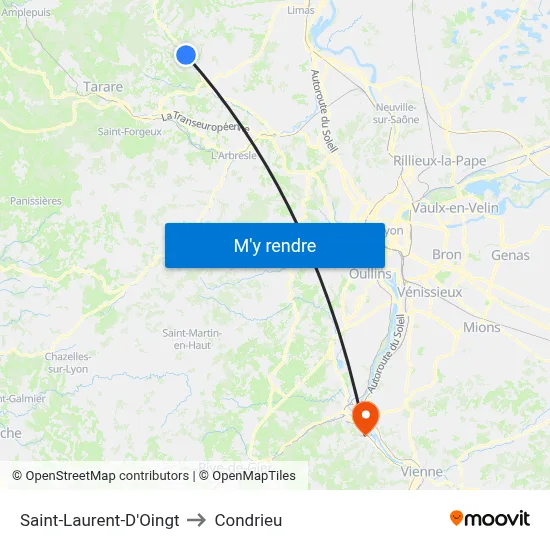 Saint-Laurent-D'Oingt to Condrieu map