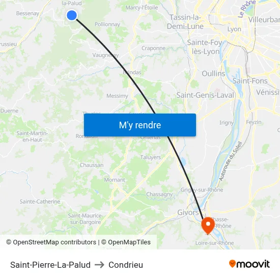 Saint-Pierre-La-Palud to Condrieu map