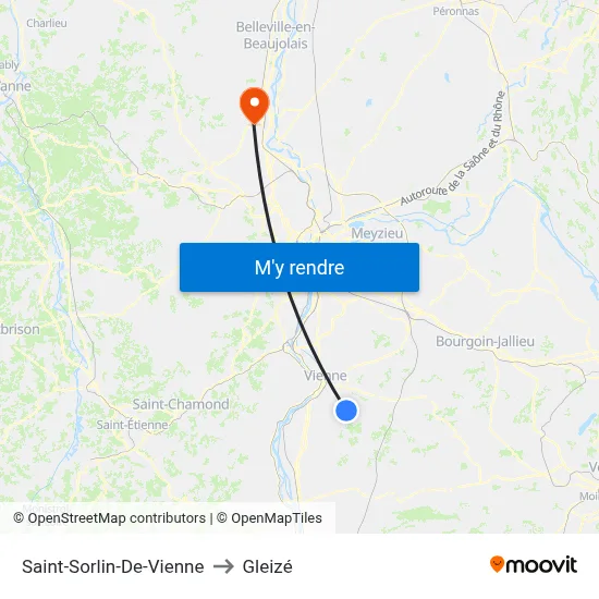Saint-Sorlin-De-Vienne to Gleizé map