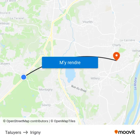 Taluyers to Irigny map