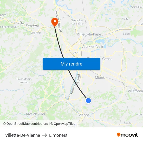 Villette-De-Vienne to Limonest map