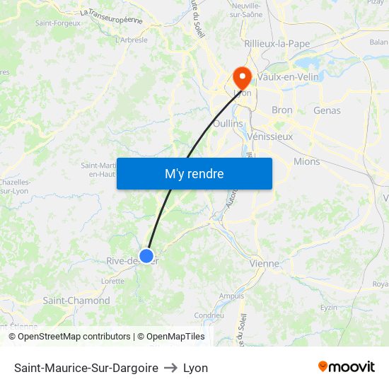 Saint-Maurice-Sur-Dargoire to Lyon map