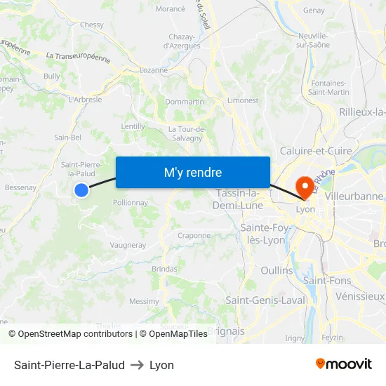 Saint-Pierre-La-Palud to Lyon map