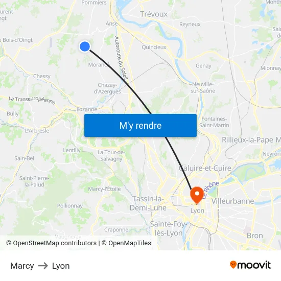Marcy to Lyon map