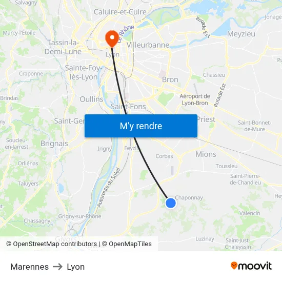 Marennes to Lyon map