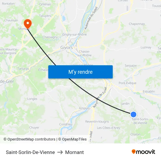 Saint-Sorlin-De-Vienne to Mornant map