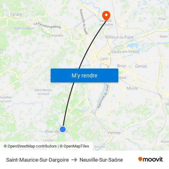 Saint-Maurice-Sur-Dargoire to Neuville-Sur-Saône map
