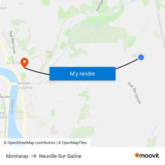 Montanay to Neuville-Sur-Saône map