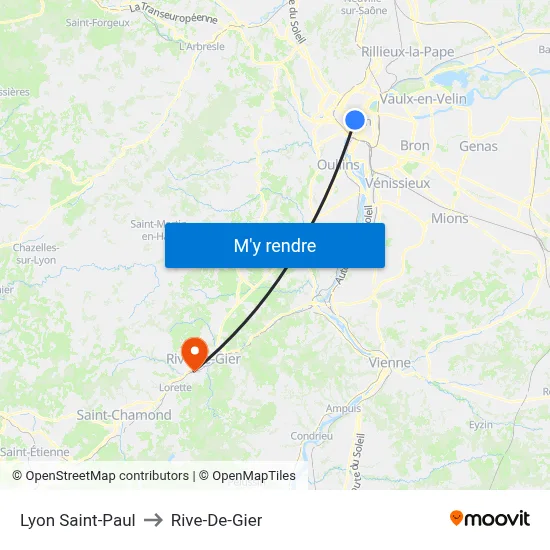 Lyon Saint-Paul to Rive-De-Gier map