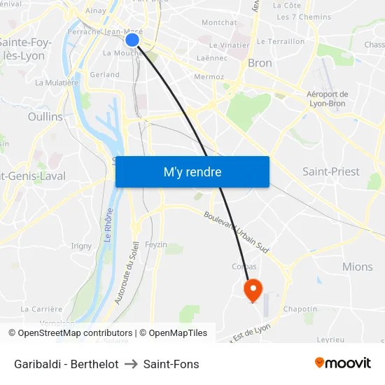 Garibaldi - Berthelot to Saint-Fons map