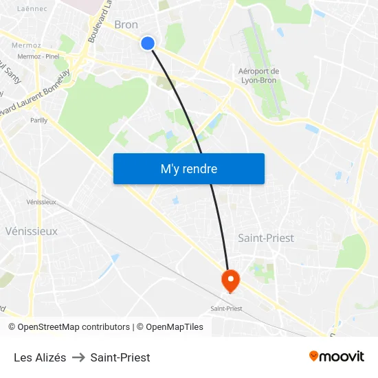 Les Alizés to Saint-Priest map