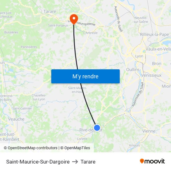 Saint-Maurice-Sur-Dargoire to Tarare map