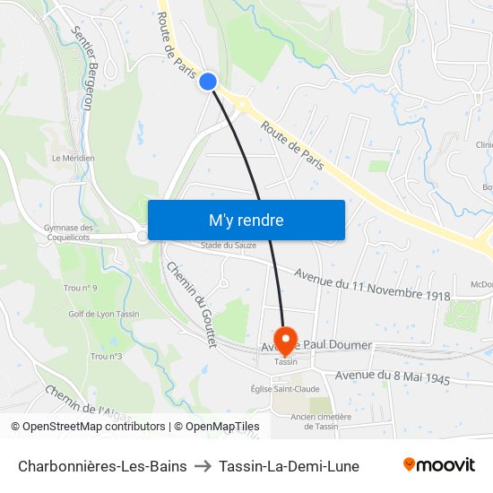 Charbonnières-Les-Bains to Tassin-La-Demi-Lune map