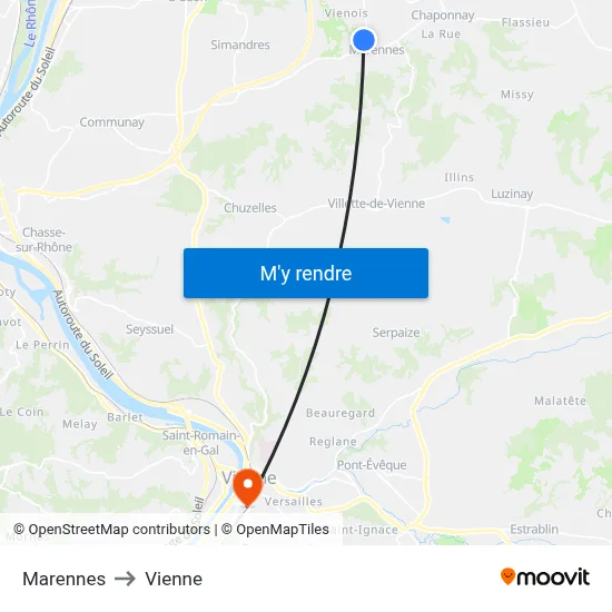 Marennes to Vienne map