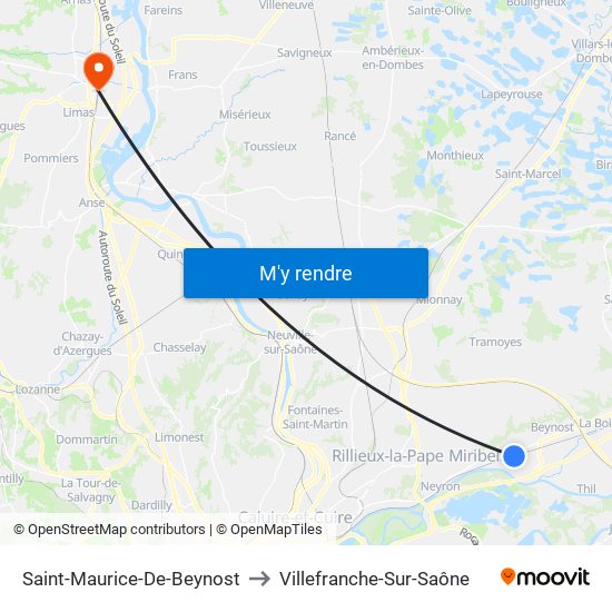 Saint-Maurice-De-Beynost to Villefranche-Sur-Saône map