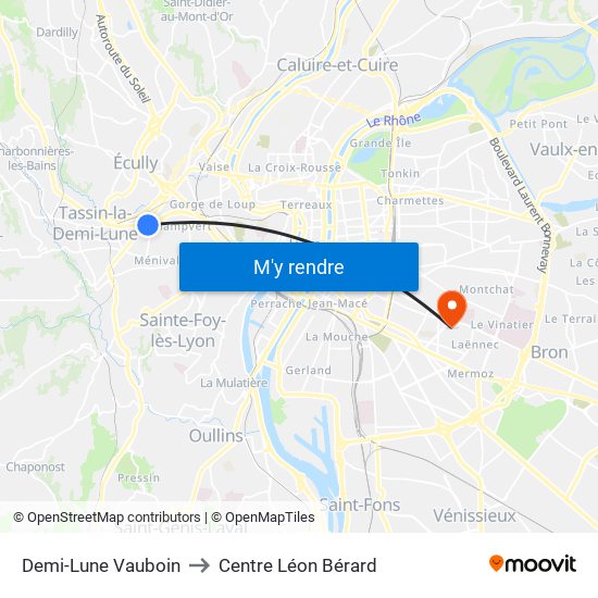 Demi-Lune Vauboin to Centre Léon Bérard map