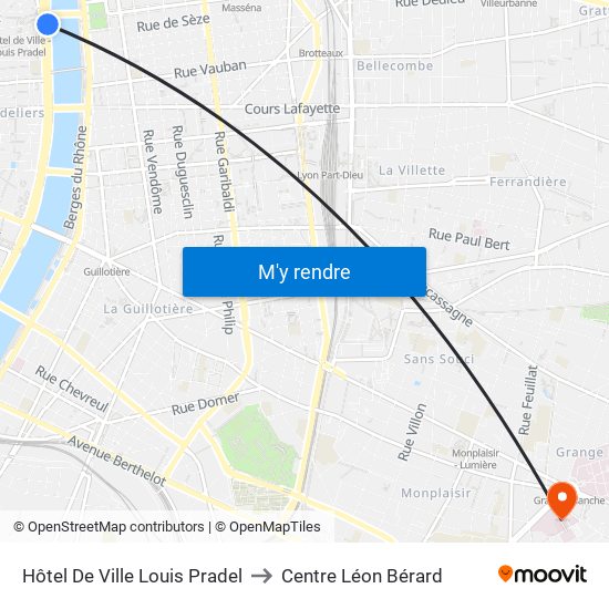 Hôtel De Ville Louis Pradel to Centre Léon Bérard map