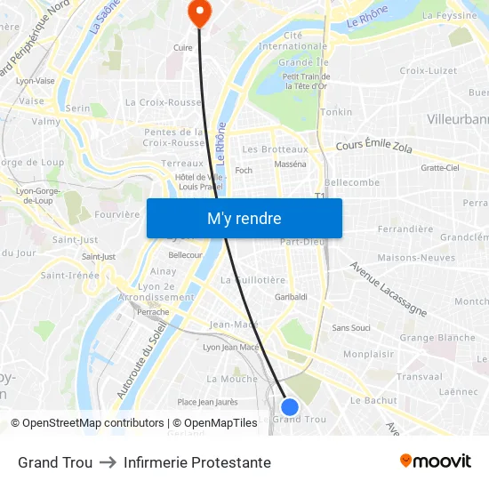 Grand Trou to Infirmerie Protestante map