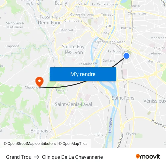 Grand Trou to Clinique De La Chavannerie map