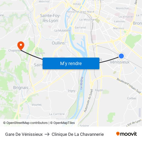Gare De Vénissieux to Clinique De La Chavannerie map