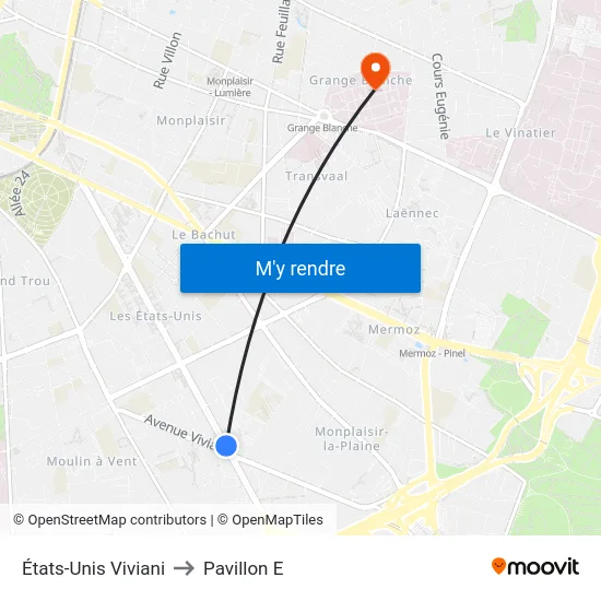États-Unis Viviani to Pavillon E map