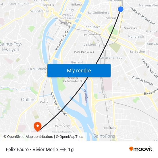 Félix Faure - Vivier Merle to 1g map