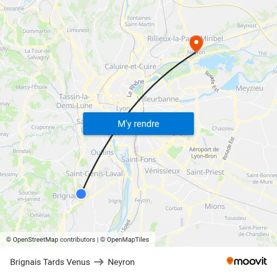 Brignais Tards Venus to Neyron map
