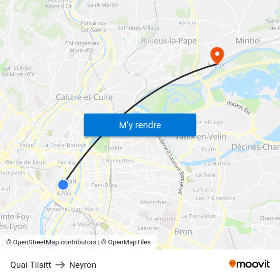 Quai Tilsitt to Neyron map