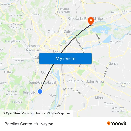 Barolles Centre to Neyron map