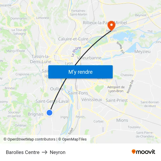 Barolles Centre to Neyron map
