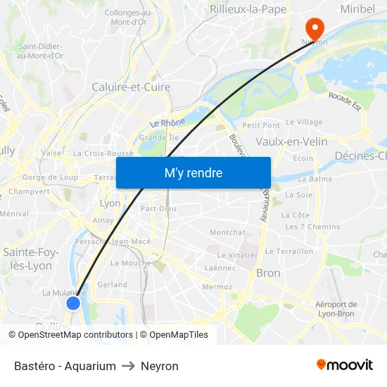 Bastéro - Aquarium to Neyron map