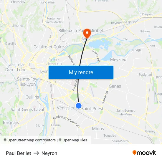 Paul Berliet to Neyron map