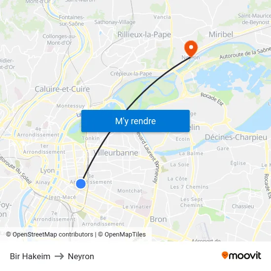 Bir Hakeim to Neyron map