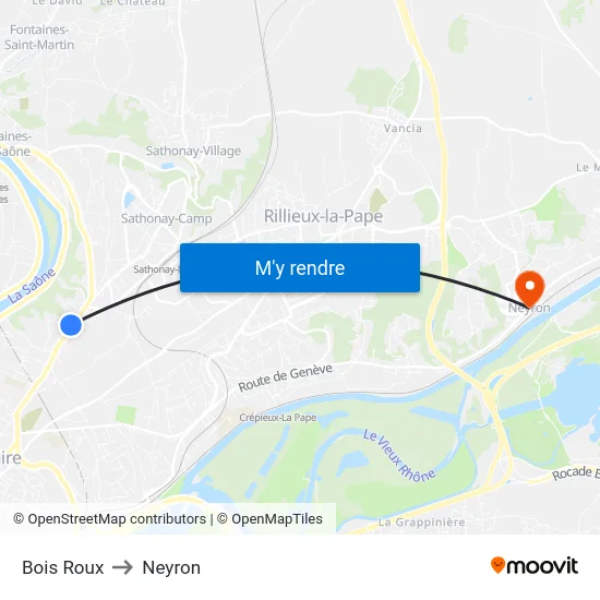 Bois Roux to Neyron map