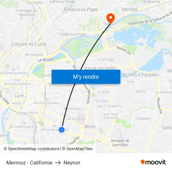 Mermoz - Californie to Neyron map
