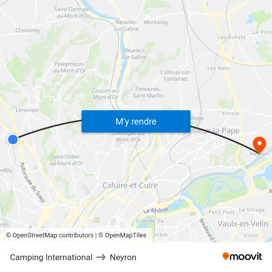 Camping International to Neyron map