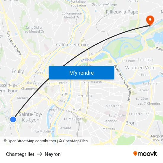 Chantegrillet to Neyron map