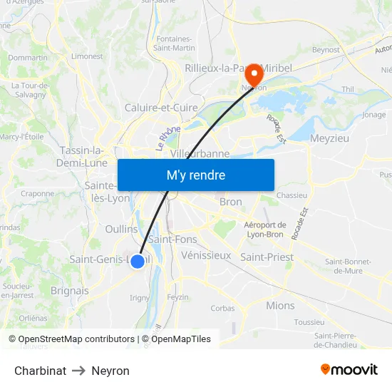 Charbinat to Neyron map