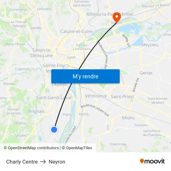 Charly Centre to Neyron map