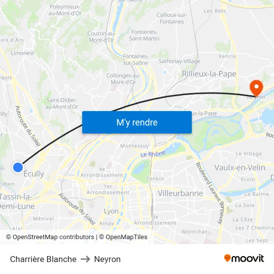 Charrière Blanche to Neyron map