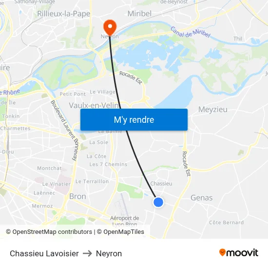 Chassieu Lavoisier to Neyron map