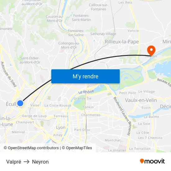 Valpré to Neyron map