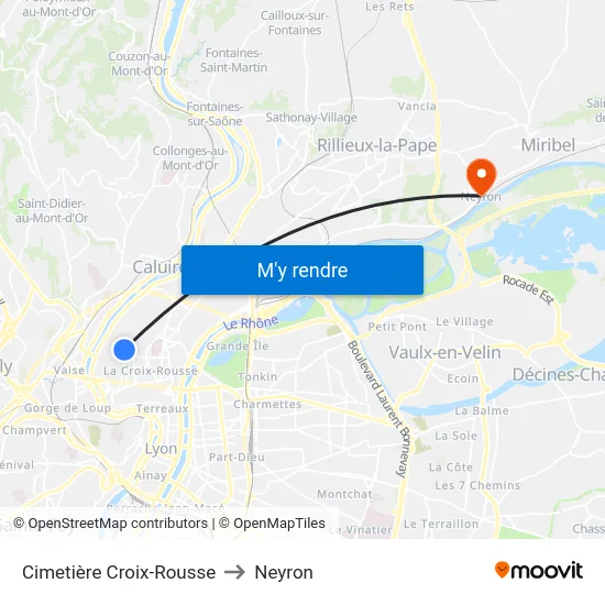 Cimetière Croix-Rousse to Neyron map