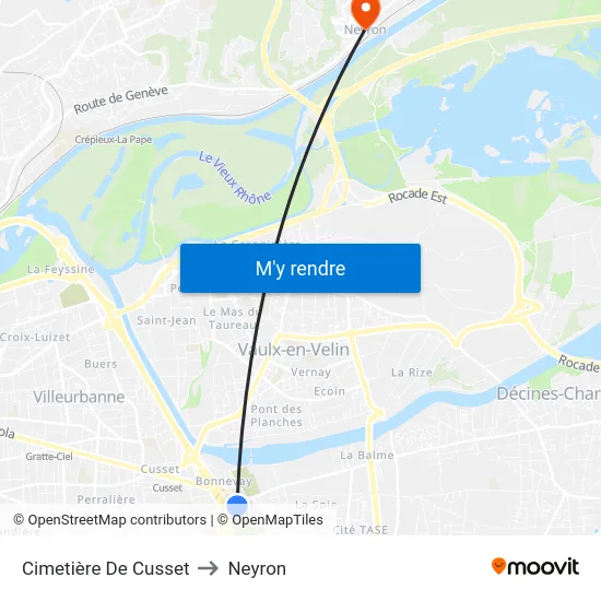 Cimetière De Cusset to Neyron map