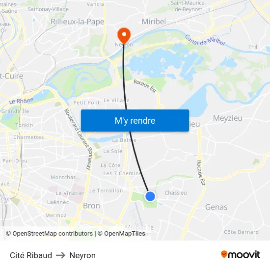 Cité Ribaud to Neyron map
