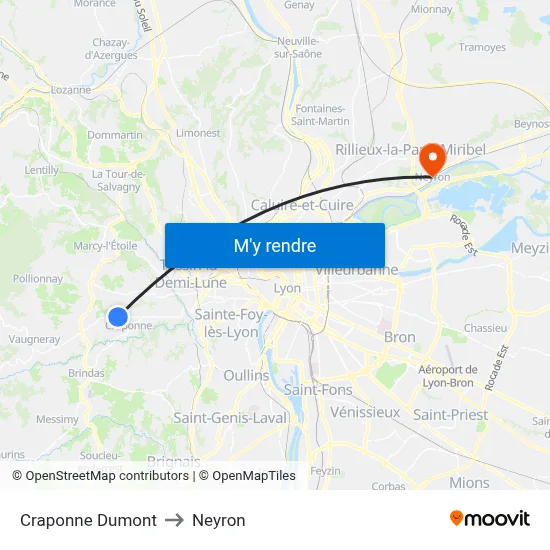 Craponne Dumont to Neyron map