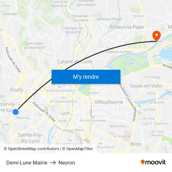 Demi-Lune Mairie to Neyron map